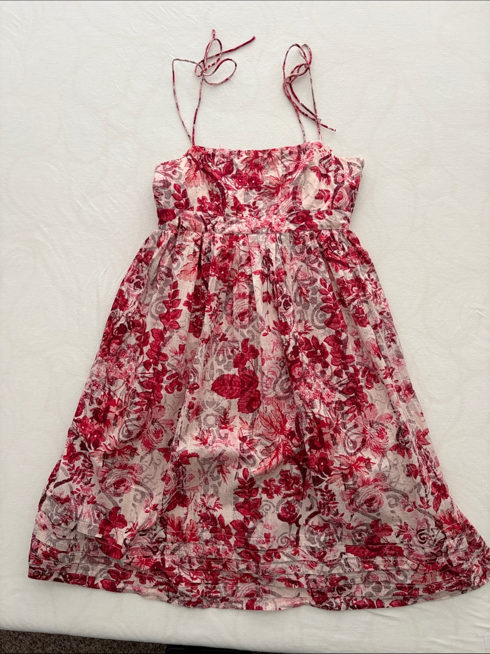 Gap Red Floral Summer Tiered Midi Dress